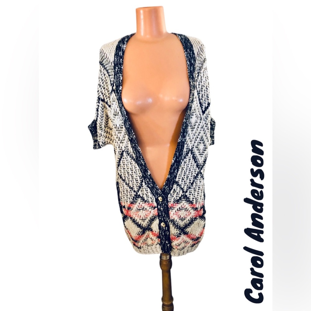 CAROL ANDERSON•OVERSIZED•CABLE KNIT•LONG CARDIGAN•SIZE-S